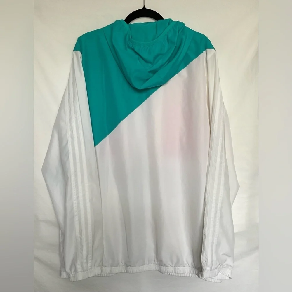 Adidas Orange and White Windbreaker with Modern Color-Block Design